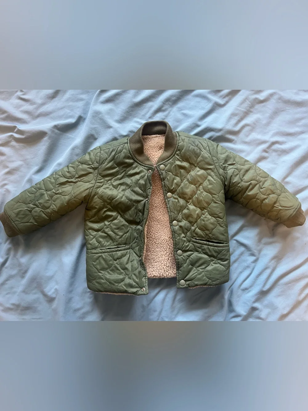 Gap 3T Olive Green Quilted Jacket with Sherpa Lining